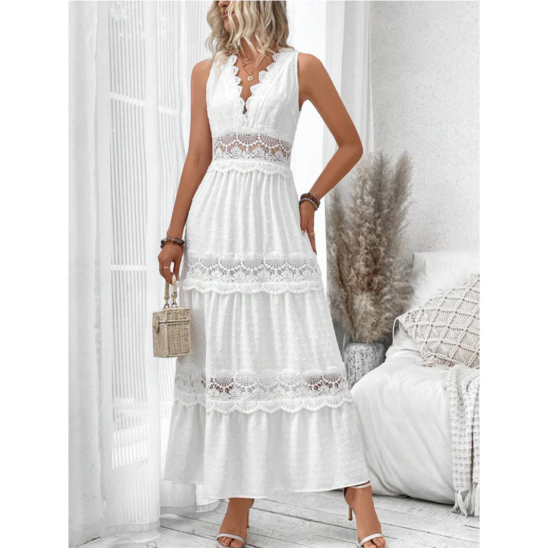 Éloïse – Robe Sans Manches à Encolure V en Dentelle Couture – Image 7