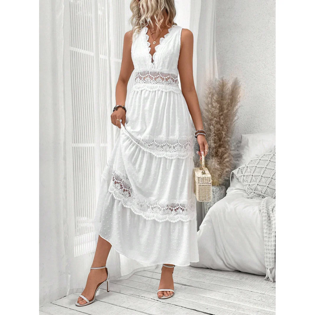 Éloïse – Robe Sans Manches à Encolure V en Dentelle Couture – Image 4