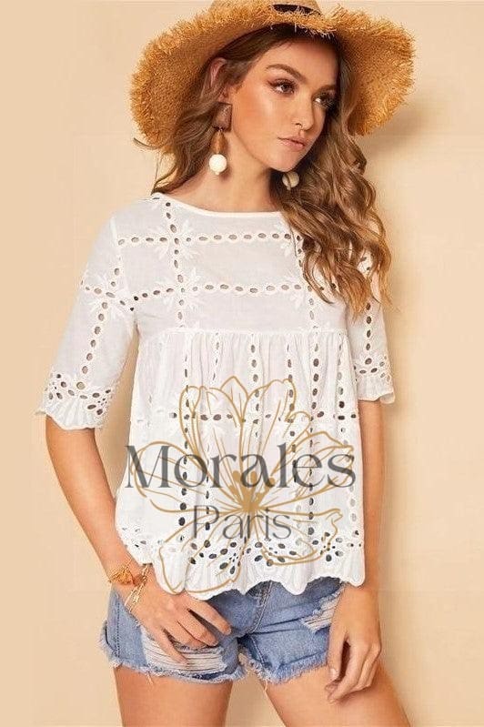 Blouse bohème femme blanche