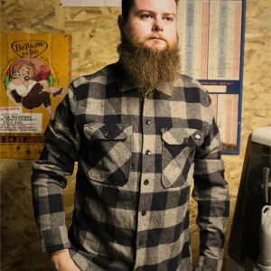 🔥 Chemise à Carreaux Noire & Beige 100% Coton – Dickies