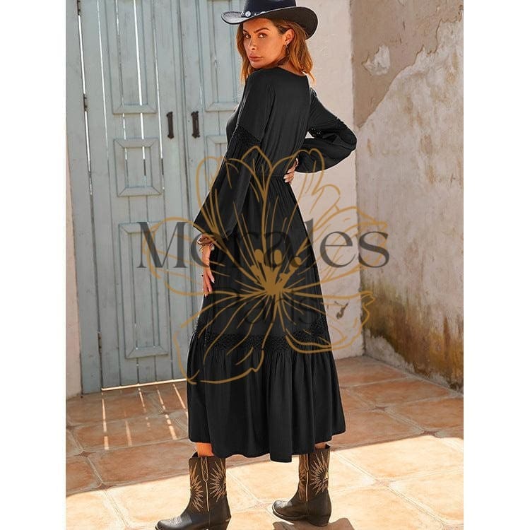 Robe Noire À Volants Style Bohème – Image 7