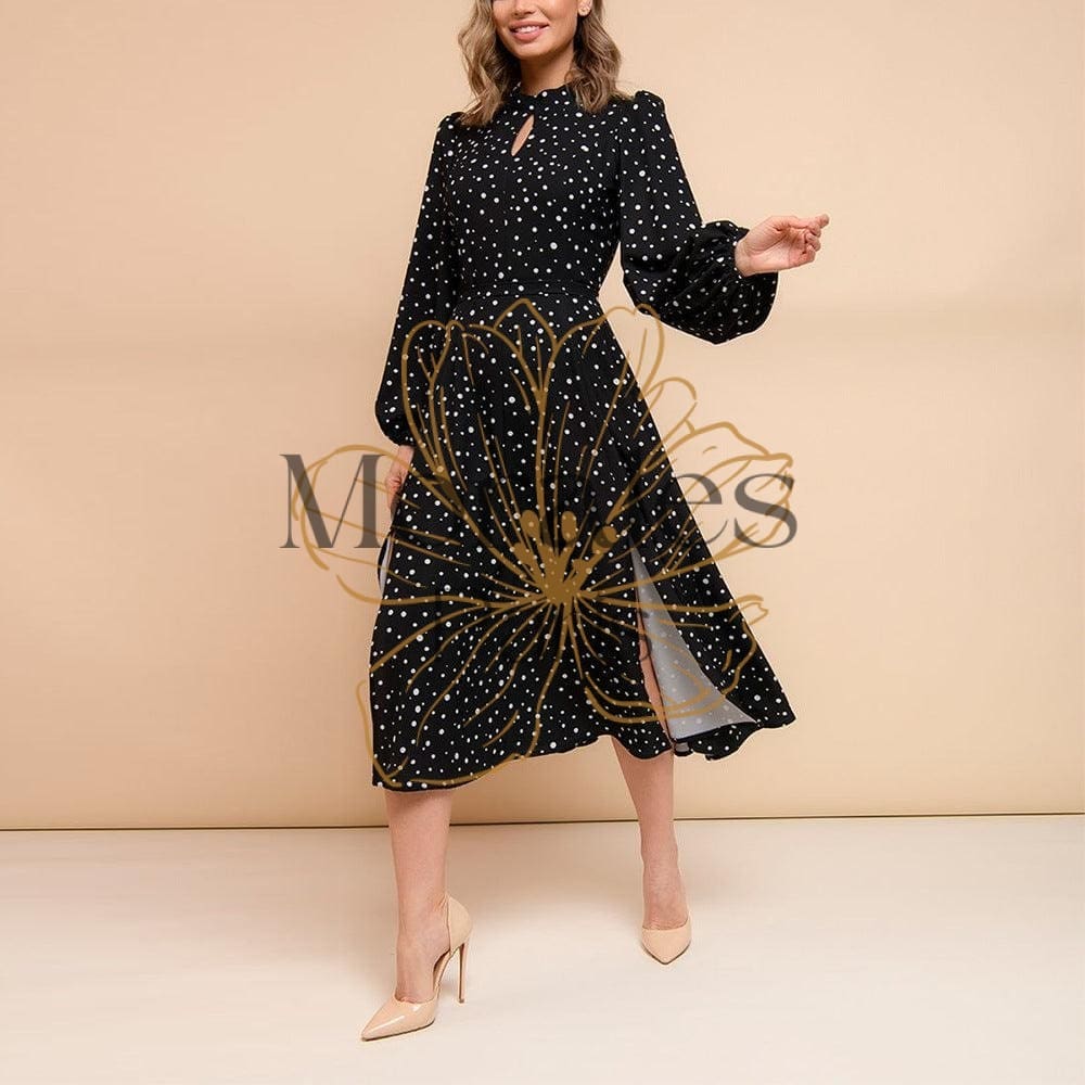 Robe Noire À Pois Et À Manches Longues – Image 4