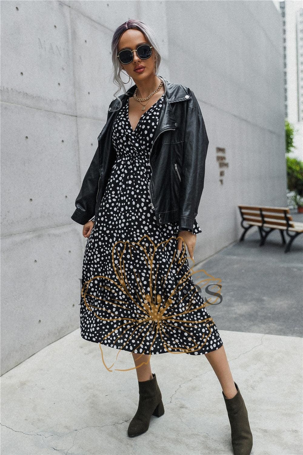 Robe Noire À Pois Pour Femme – Image 4