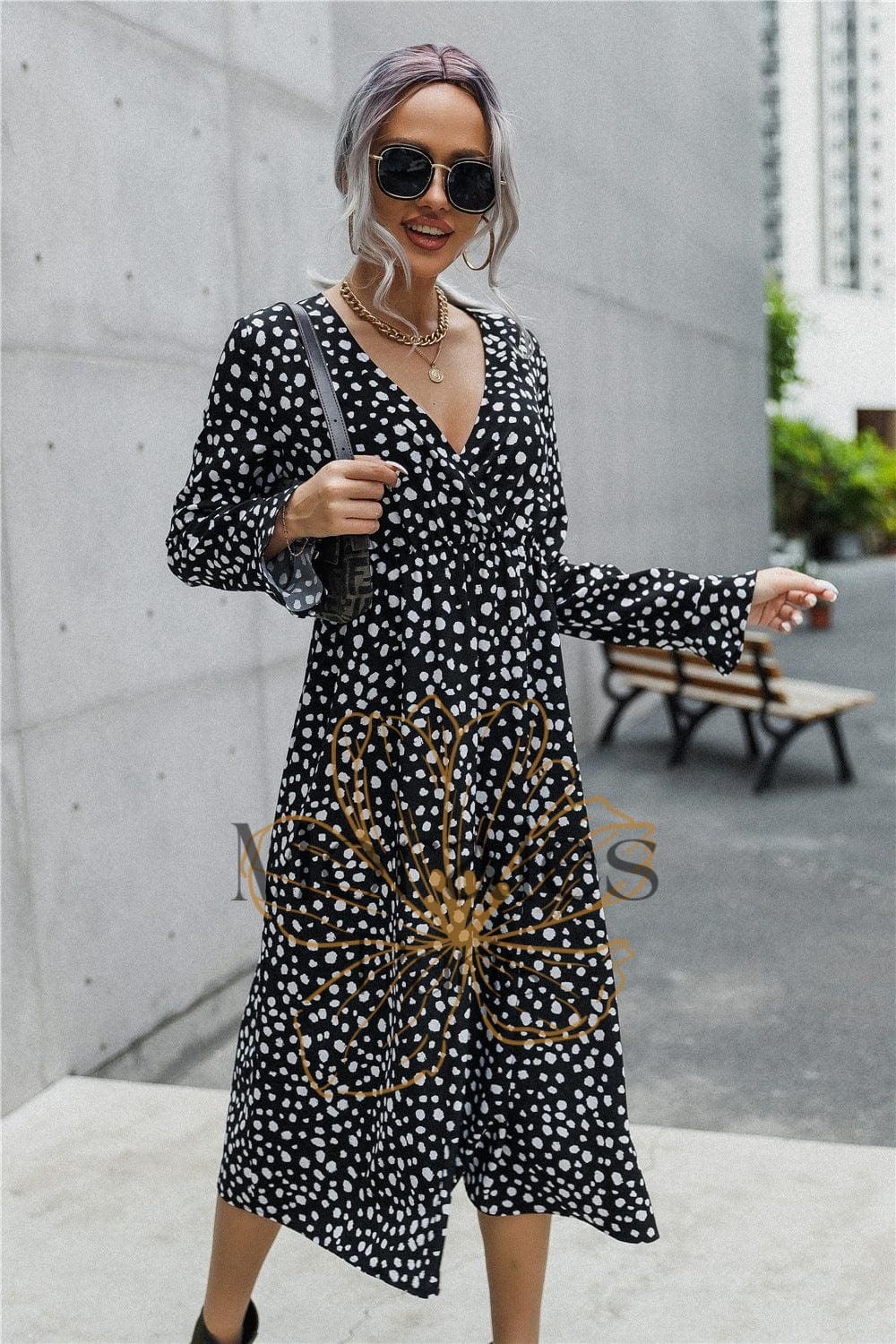 Robe Noire À Pois Pour Femme – Image 3