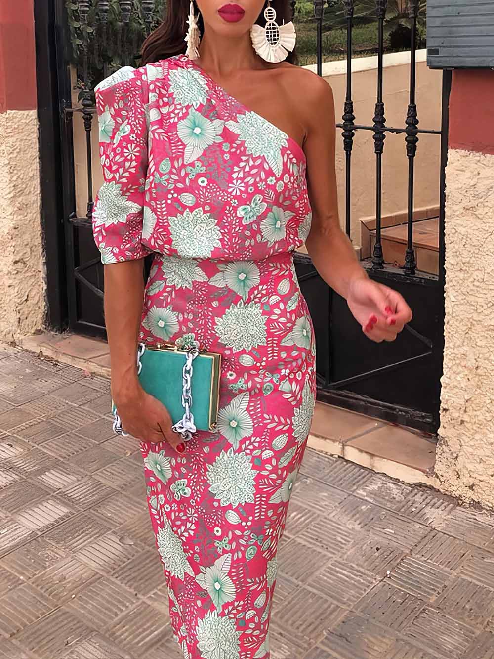 Robe Longue Asymétrique Fleurie – Aurore