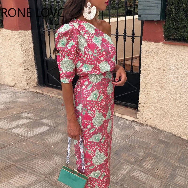 Robe Longue Asymétrique Fleurie – Aurore – Image 2