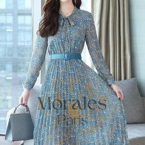 Robe Longue Bleu Fleur Bohème