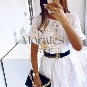 Robe courte en coton blanc