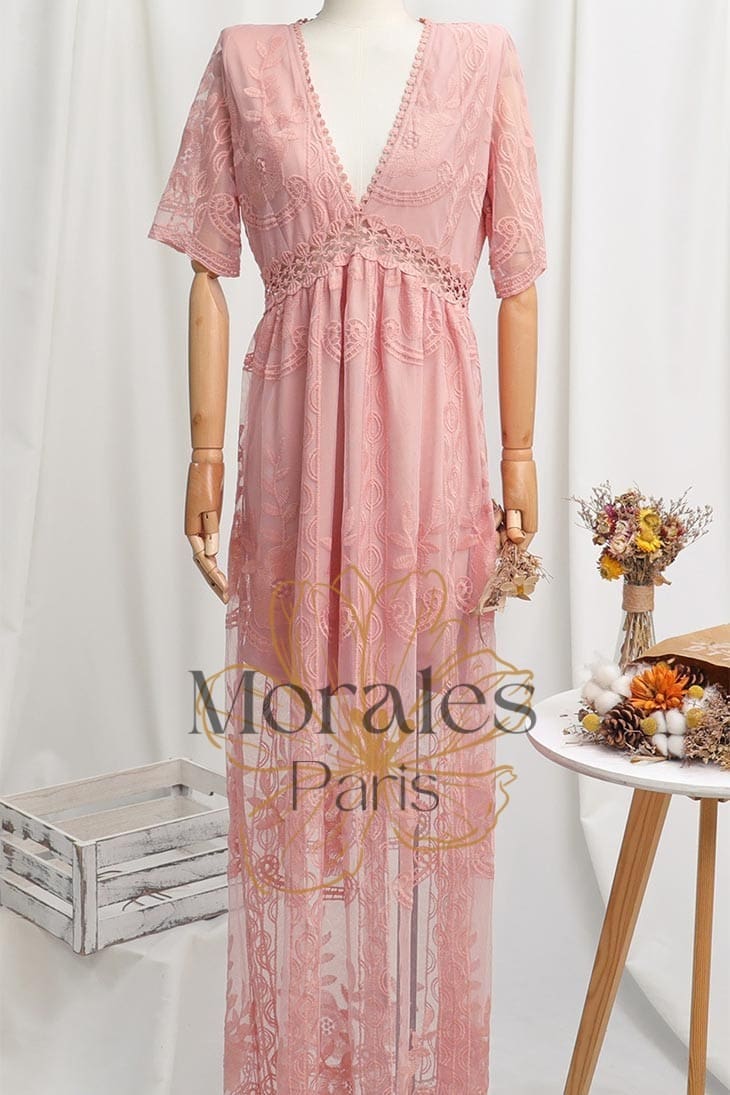 Robe Longue Bohème Noire en Dentelle – Hanaé – Image 6