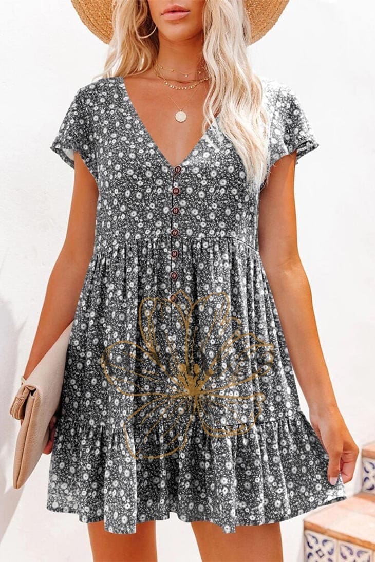 Robe à Motif Bohème Petites Fleurs – Cléophée