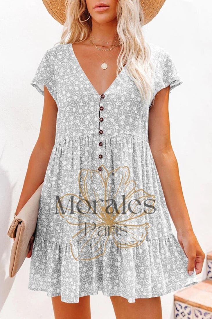 Robe à Motif Bohème Petites Fleurs – Cléophée – Image 4