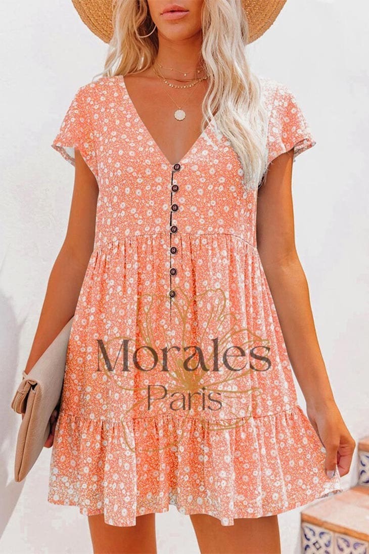 Robe à Motif Bohème Petites Fleurs – Cléophée – Image 5