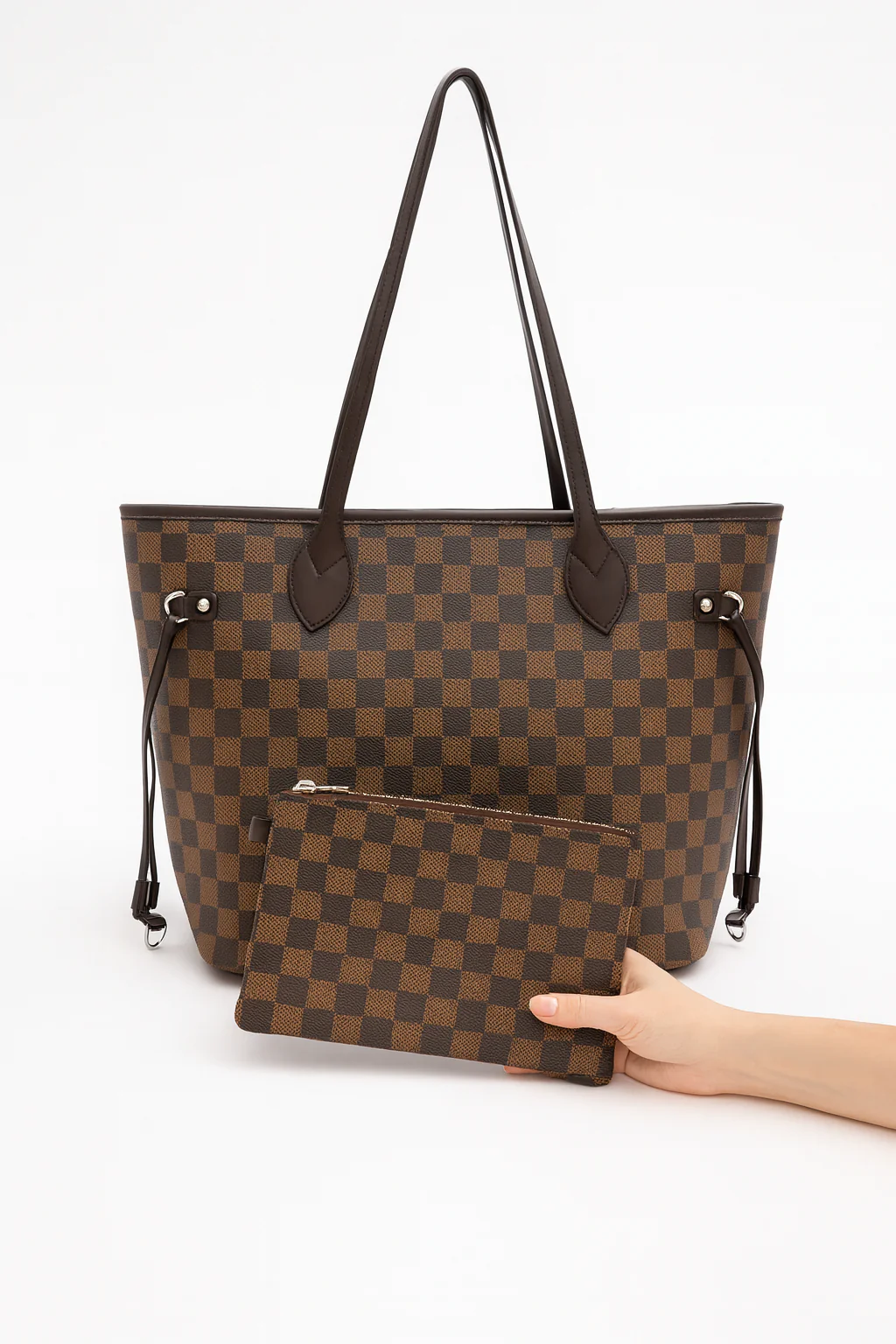 Sac cabas grand format à motif à carreaux en PVC