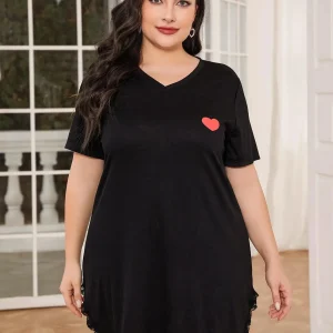 Chemise de Nuit Grande Taille Imprimé Coeur
