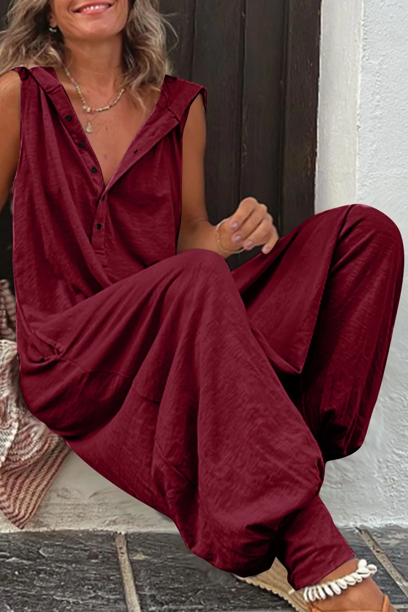 Maëlle - Jumpsuit Mouwloos Avec Capuchon Et Coupe Décontractée – Image 8