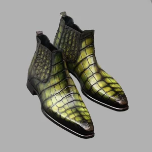 Bottine Ultimate en Crocodile, couleur Toxic Green