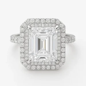 Bague moissanite taille émeraude argent 925 luxueuse