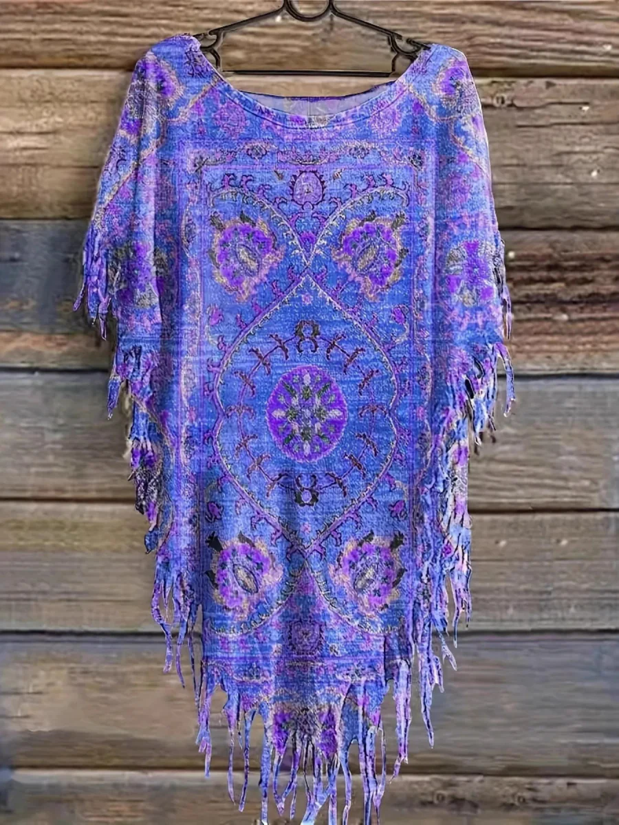 Blouse longue à franges polyester pour grandes tailles – Image 6