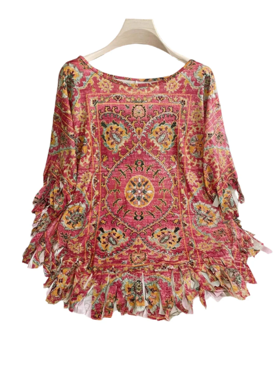 Blouse longue à franges polyester pour grandes tailles – Image 3
