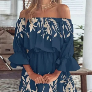 Chloe | Chic - Robe imprimée à épaules découvertes