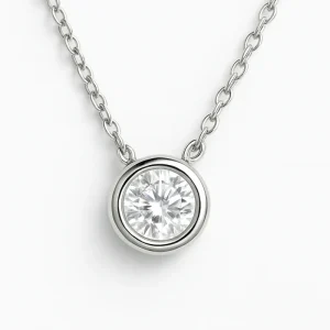 Collier pendentif moissanite rond élégant 1 ct