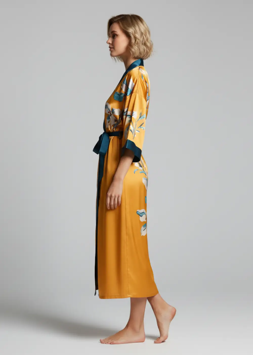 Kimono De Nuit Femme Jaune – Image 2