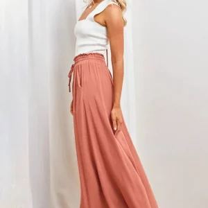 Pantalon Fluide Femme Terracotta