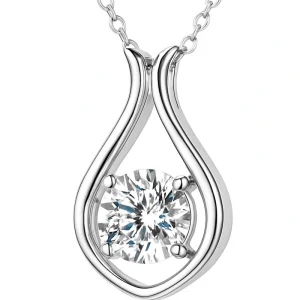 Pendentif moissanite 2 carats en argent 925 plaqué or