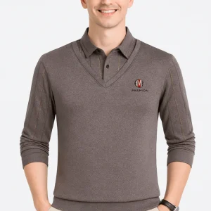 Polo à Manches Longues Super Taille pour Hommes