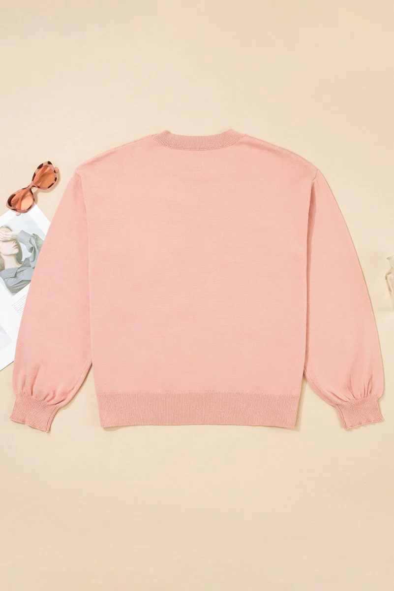 Pull à manches bouffantes avec accent de grande fleur pour femmes – Image 6