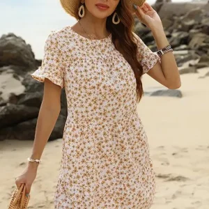 Robe Champêtre Courte Jaune