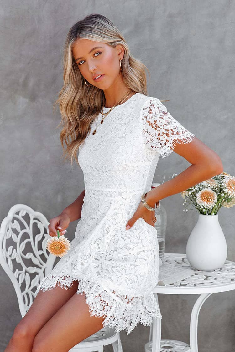 Robe Coupe Droite Dentelle Femme Champêtre – Image 4