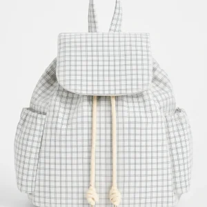 Sac à dos à cordon en toile à carreaux moyen
