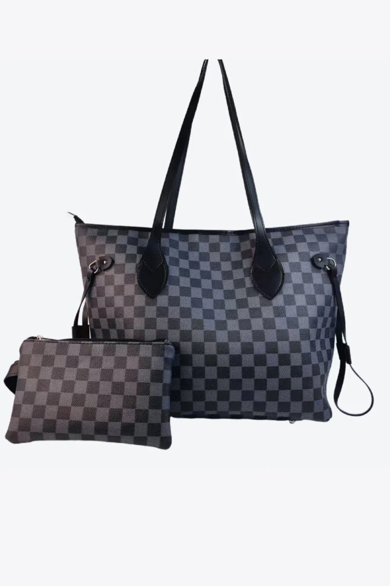 Sac cabas grand format à motif à carreaux en PVC – Image 8