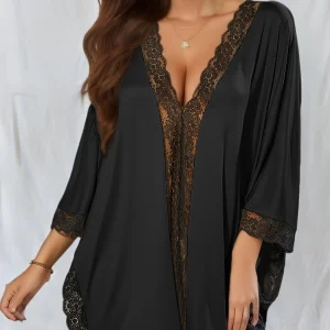 Chemise de Nuit Grande Taille à Manches Longues