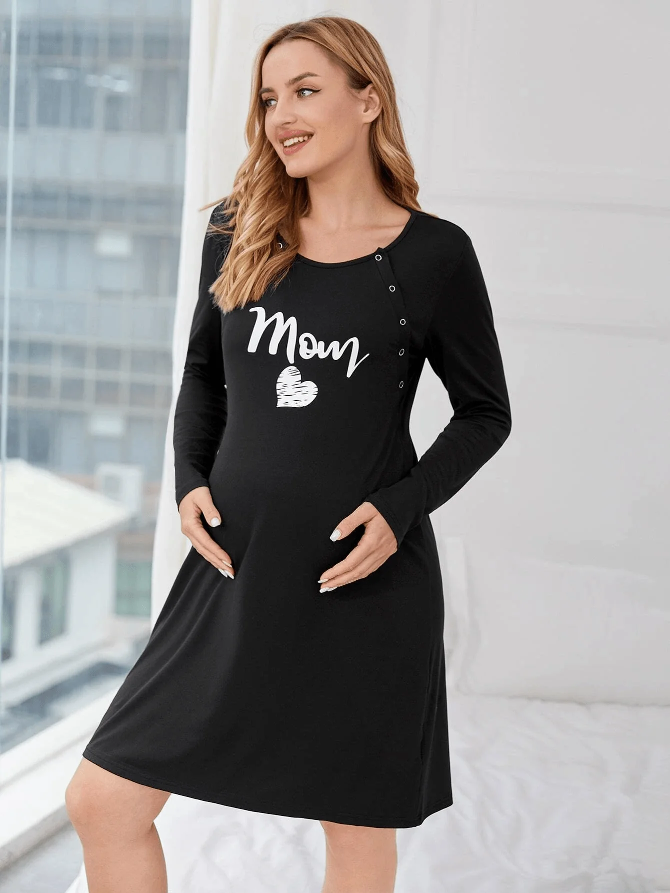 Chemise de Nuit pour Maternité à Manches Courtes – Image 5