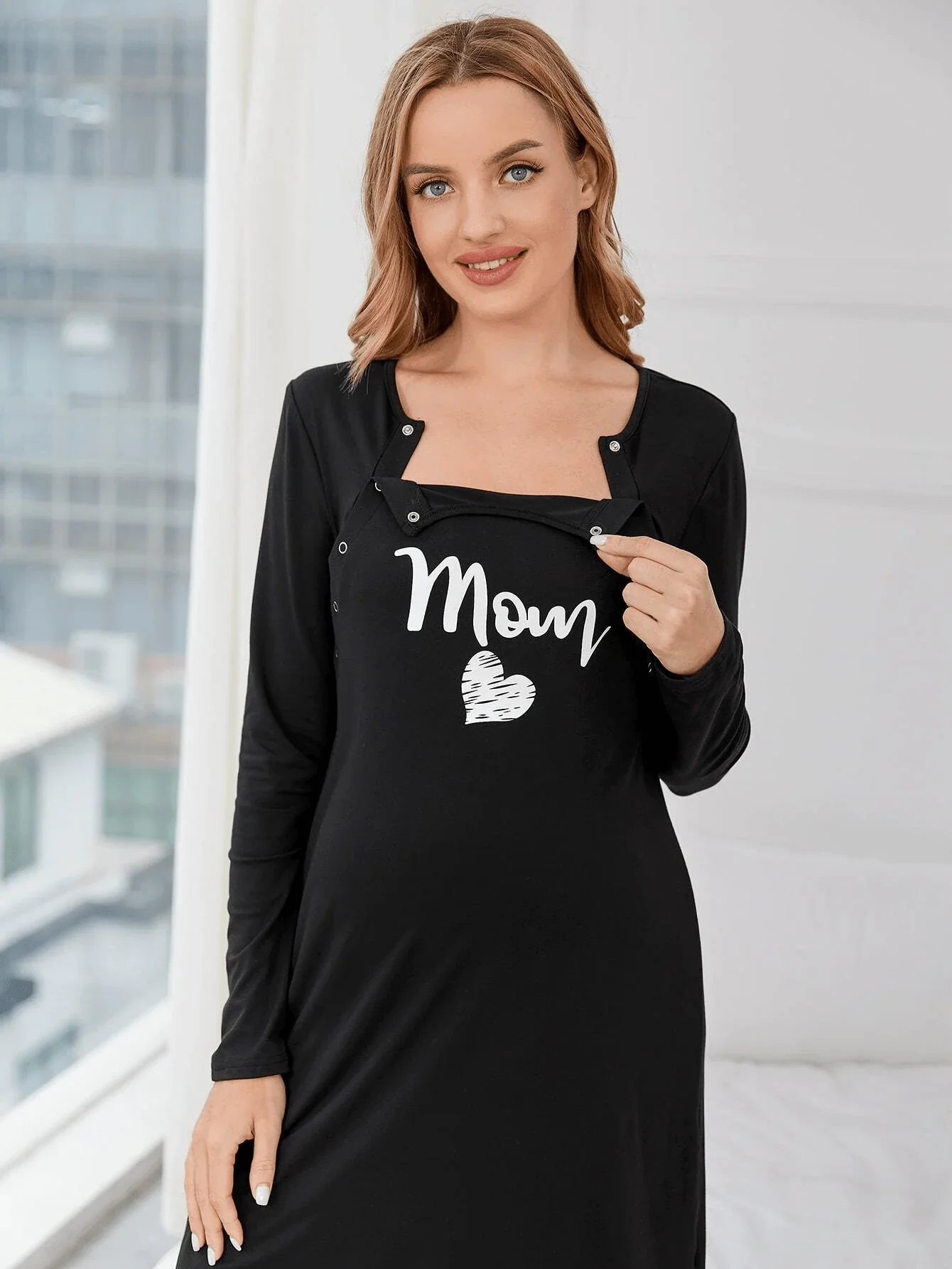 Chemise de Nuit pour Maternité à Manches Courtes – Image 4