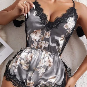 Nuisette Body à Fleurs en Dentelle