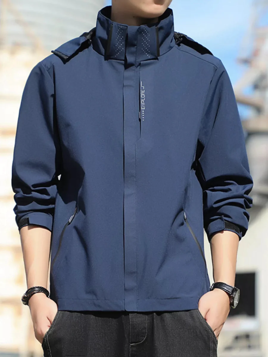 Veste à Capuche Légère Coupe Vent Grande Taille pour Hommes – Image 4