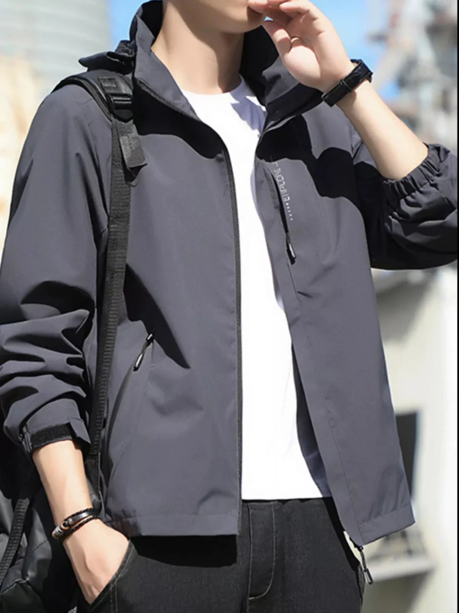 Veste à Capuche Légère Coupe Vent Grande Taille pour Hommes – Image 3