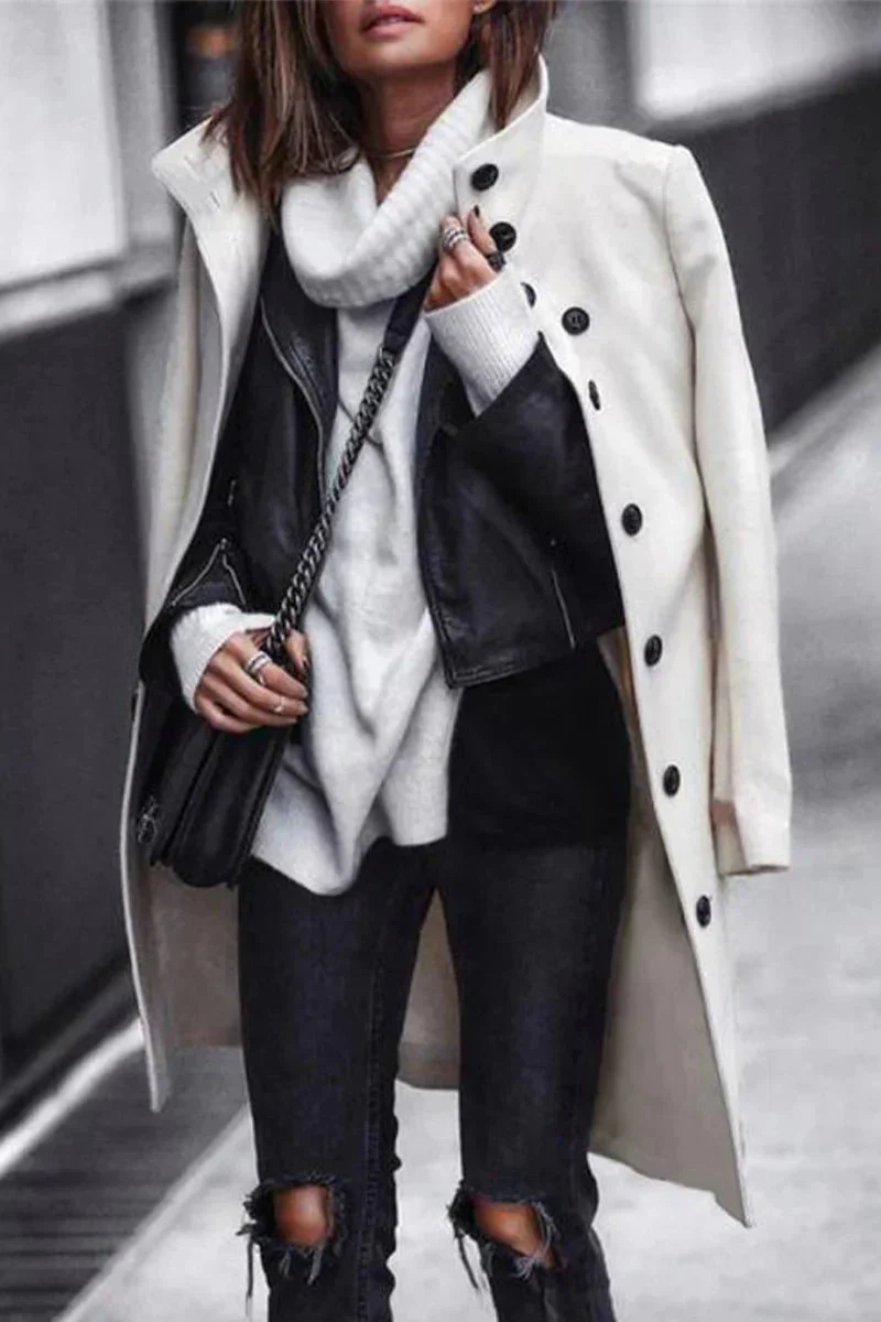 Veste décontractée à col mandarin - longueur moyenne à simple boutonnage – Image 6