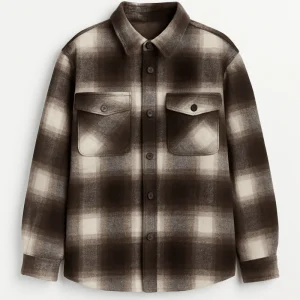 Veste vintage américaine à carreaux brossés, manches longues et coupe ample