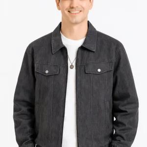 Veste zippée décontractée grande taille pour hommes avec poches